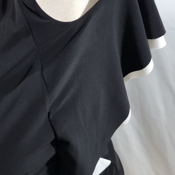BLACK/WHITE Flattering Ruching Dress by Lauren Ralph Lauren Size 16. #250 - Picture 2 of 10